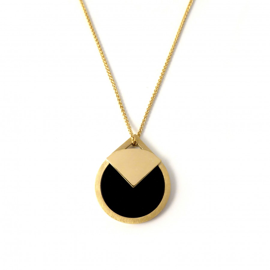 18ct gold square and round vinyl pendant - Oxx Jewellery