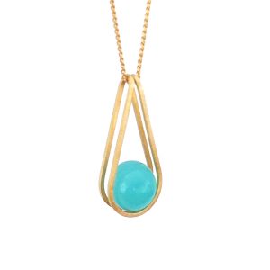 Long double loop pendant with chalcedony in 18ct gold