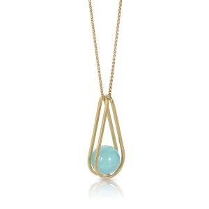 Long double loop pendant with chalcedony in 18ct gold