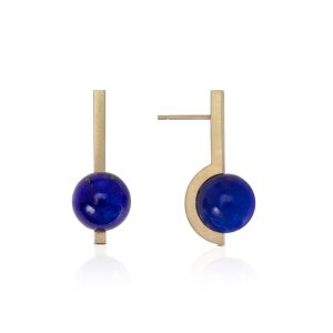 Midi continuity earrings with lapis lazuli in 9ct gold
