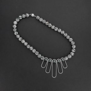 Spotty jasper silver loop necklace
