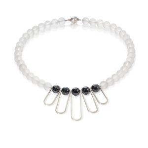 Rockcrsytal silver loop necklace