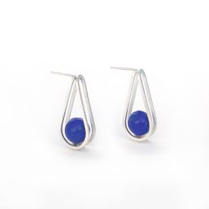 Double loop earrings with lapis - last ones