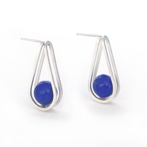 Double loop earrings with lapis - last ones