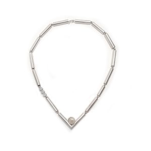 Handmade silver necklace with a radiant cut  rutilated quartz