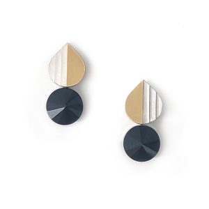 Mini art deco drop earrings with radiant onyx and 18ct gold