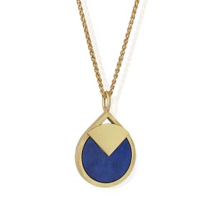 Square and round pendant with lapis lazuli