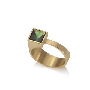 Unique side mirror tourmaline ring