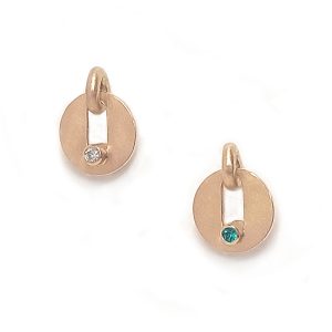 Reversible 18ct gold earrings with diamonds and emeralds
