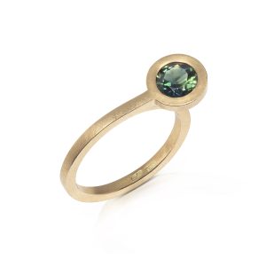 Unique slim cantilever ring with parti sapphire 0.93ct