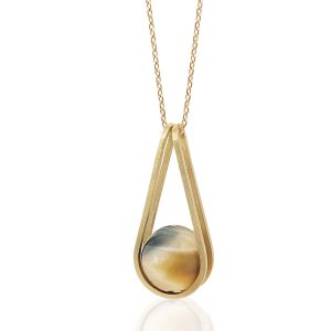 Unique double loop pendant with golden tiger's eye