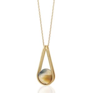 Unique double loop pendant with golden tiger's eye