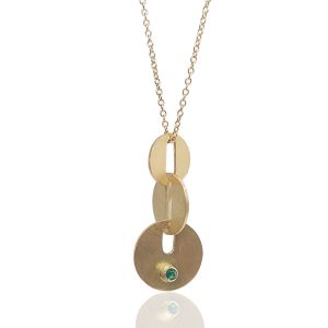 3 DOT Reversible Axis pendant with diamond and emerald