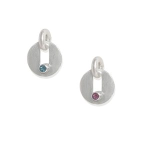 Reversible silver earrings with tourmaline and rhodolite